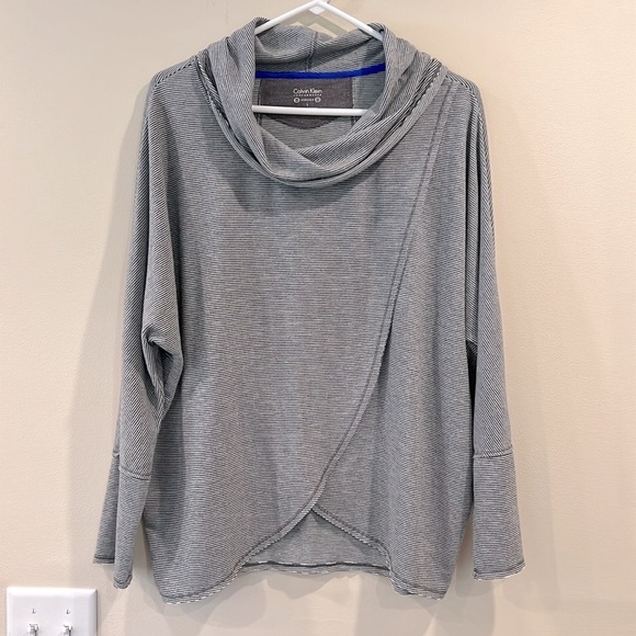 🔥Calvin Klein Gray Cowl Neck Sweater with Asymmetrical Design🔥 - Picture 1 of 6